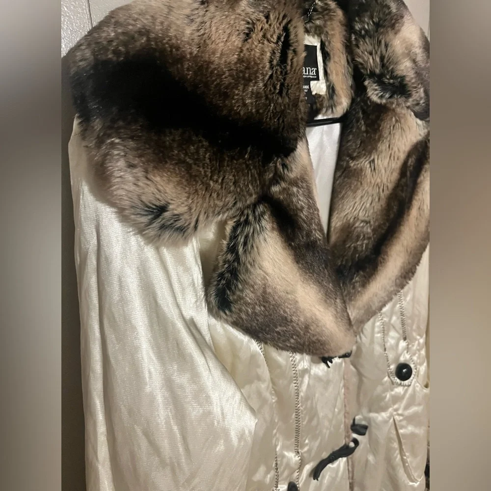a.n.a Cream Jacket with Brown Faux Fur Trim - Picture 5 of 10